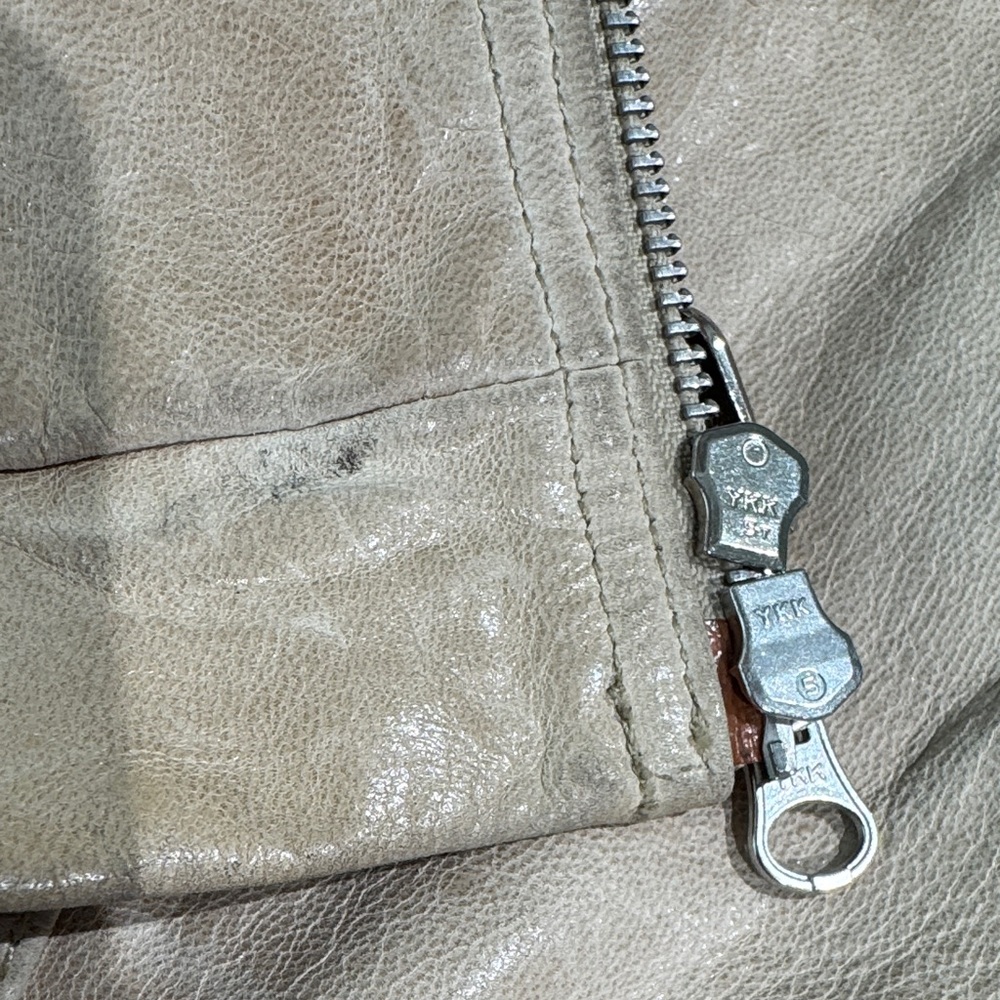 Schott NYC Vintage Women's Leather Jacket Cream Size Medium - Picture 11 of 11